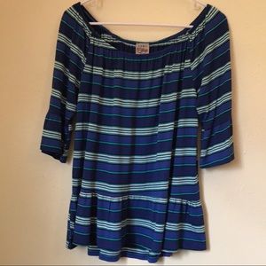 Como vintage petite XL blue striped women’s blouse